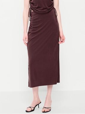 Women’s Plum Midi Skirt - Sleek Pull-On Style